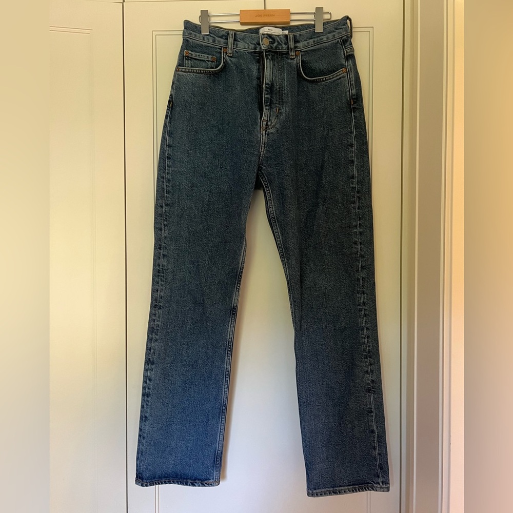 & Other Stories high waisted, straight leg jeans in medium wash